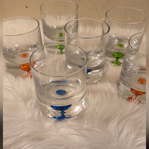 6 Rare Cocktail Glasses Suspended Controlled Bubble Based Green Blue Orange - Picture 4 of 16